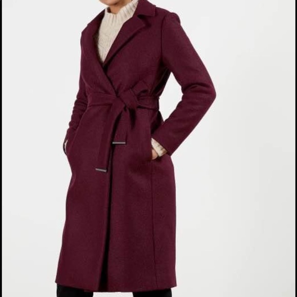 Ted Baker London BNWT Zetea textured long wrap coat maroon. Size 2(Small-Medium) - Picture 2 of 10